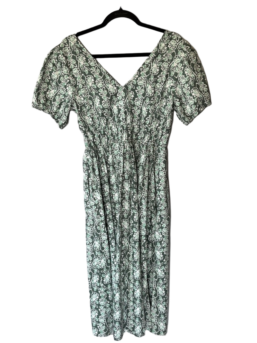 J.Crew Green Floral Midi Dress Size 6 Puff Sleeve Cottagecore Summer Dress NWT - Picture 5 of 10
